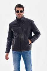 The Varden Navy Blue Leather Jacket