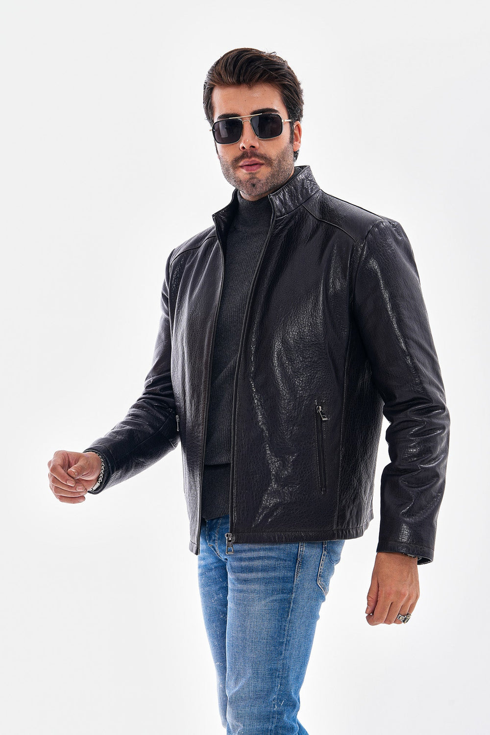 The Varden Navy Blue Leather Jacket