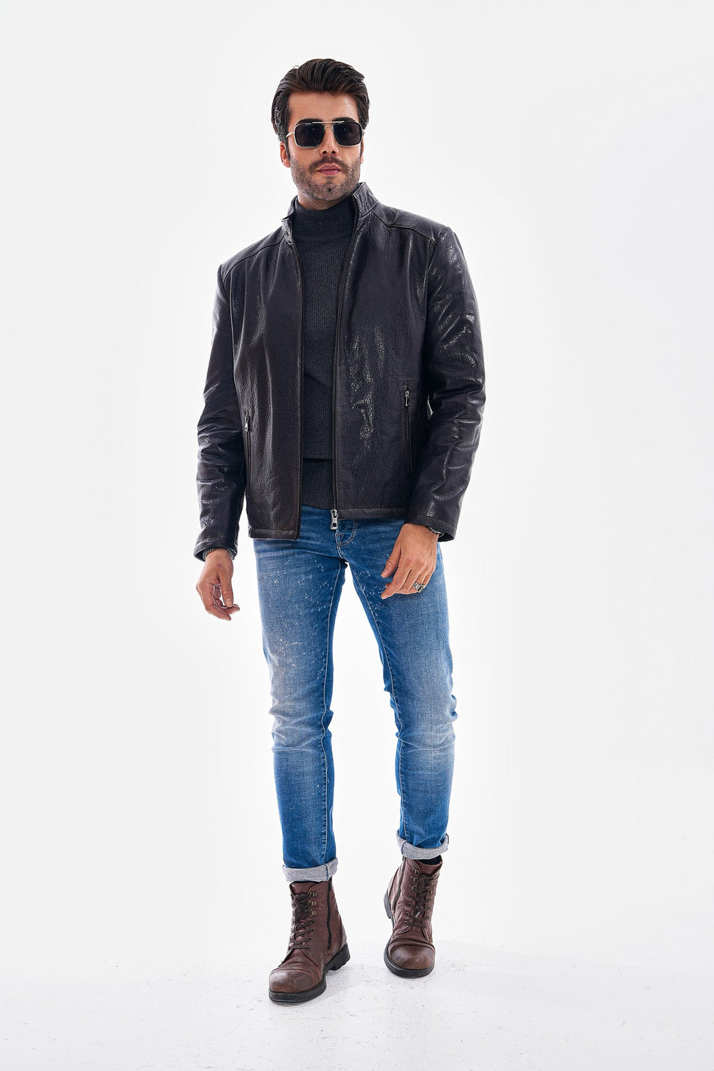 The Varden Navy Blue Leather Jacket