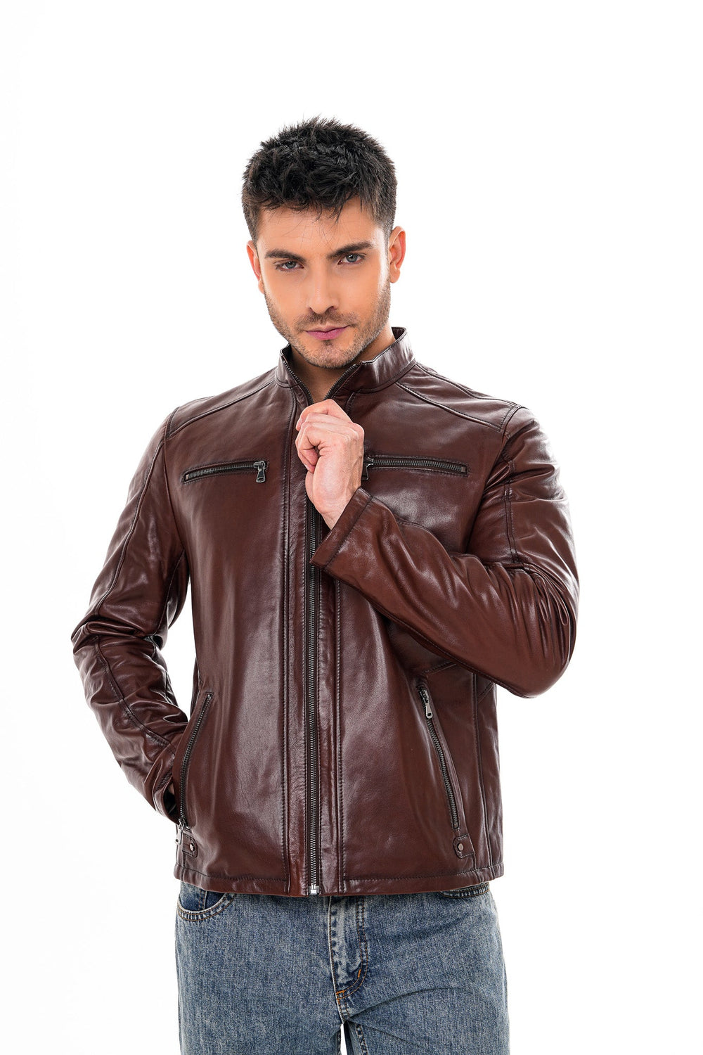 The Falcon Cognac Brown Smooth Leather Jacket