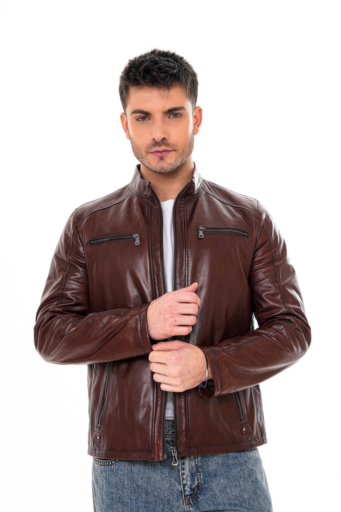 The Falcon Cognac Brown Smooth Leather Jacket