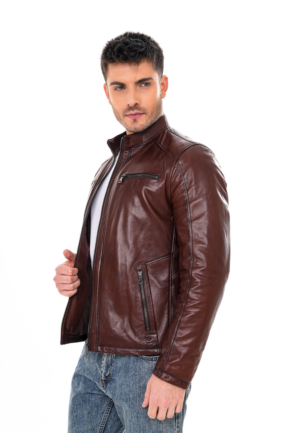 The Falcon Cognac Brown Smooth Leather Jacket