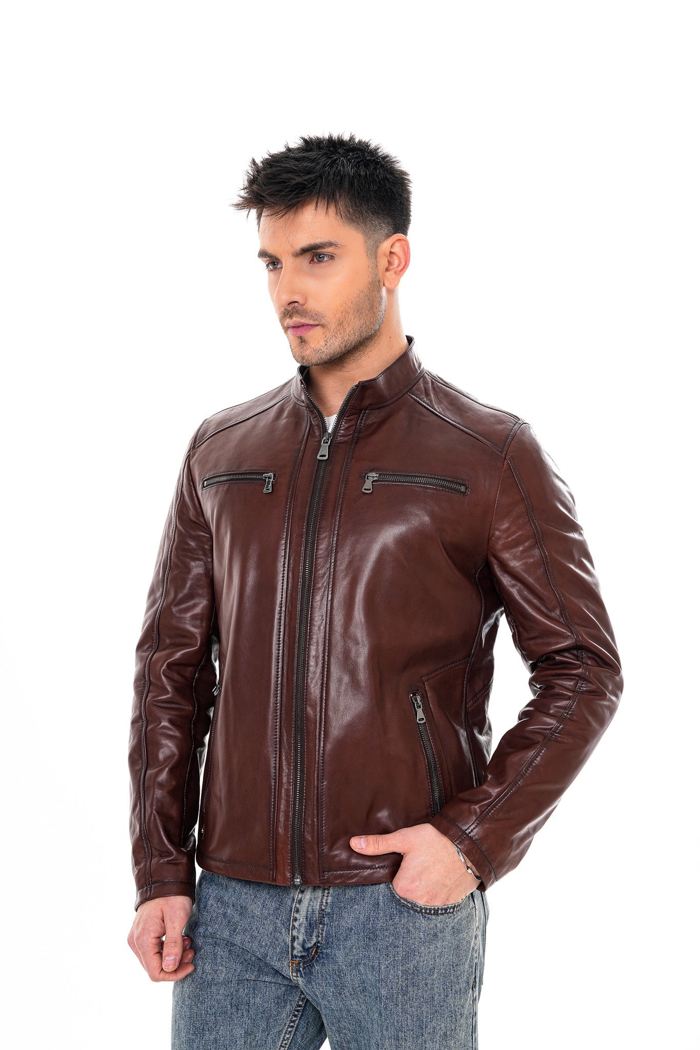 The Falcon Cognac Brown Smooth Leather Jacket