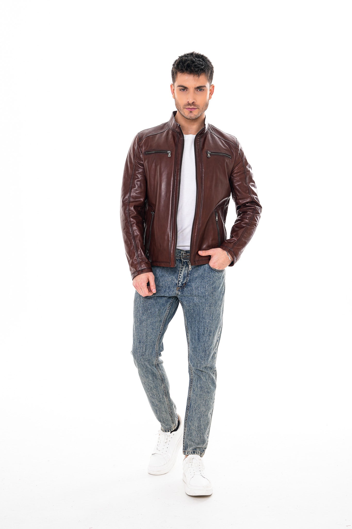The Falcon Cognac Brown Smooth Leather Jacket