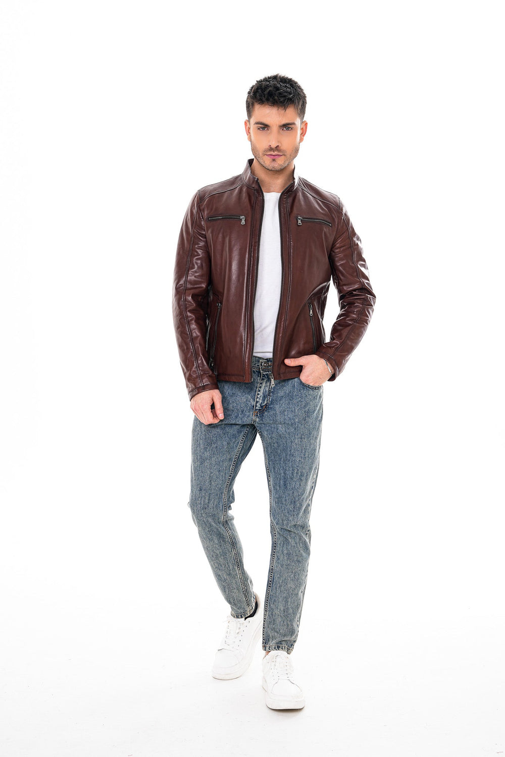 The Falcon Cognac Brown Smooth Leather Jacket