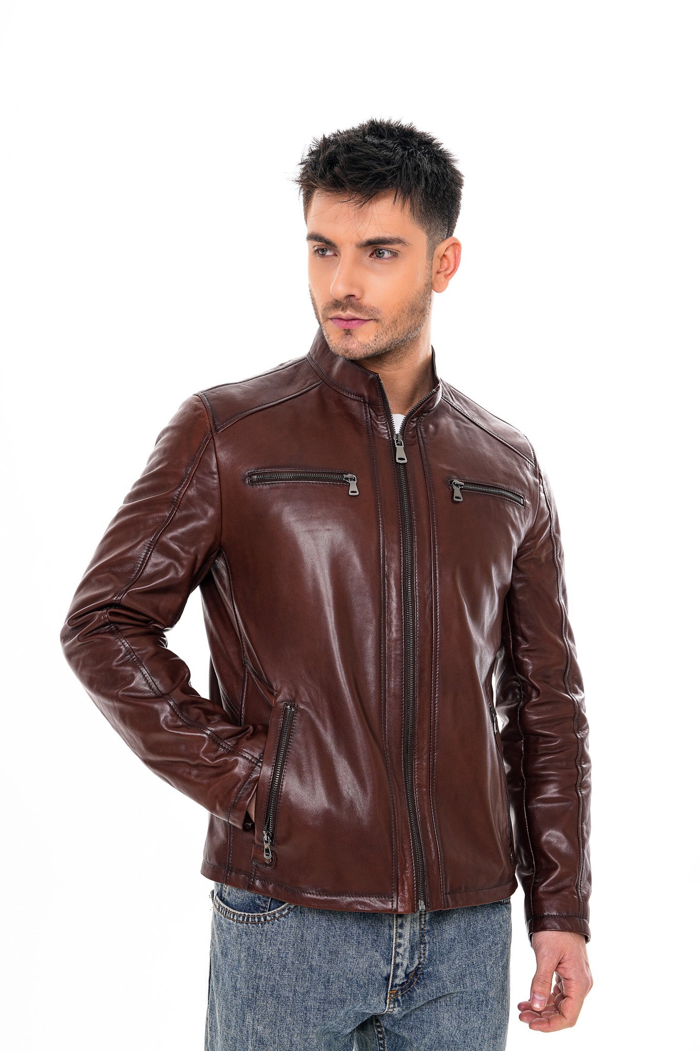 The Falcon Cognac Brown Smooth Leather Jacket
