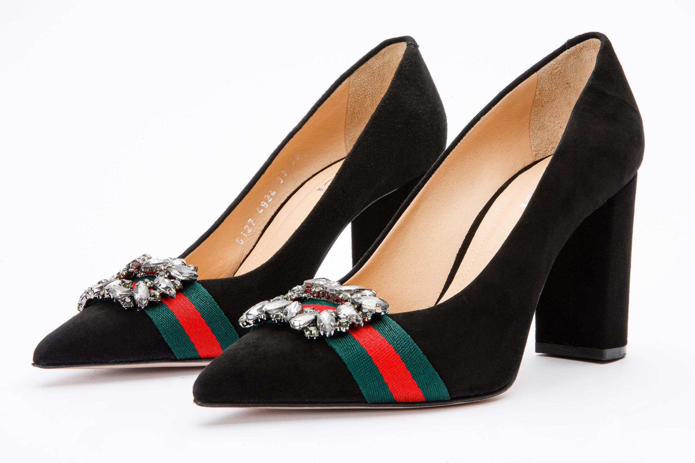The Afega Black Suede Leather Block Heel Pump Shoe