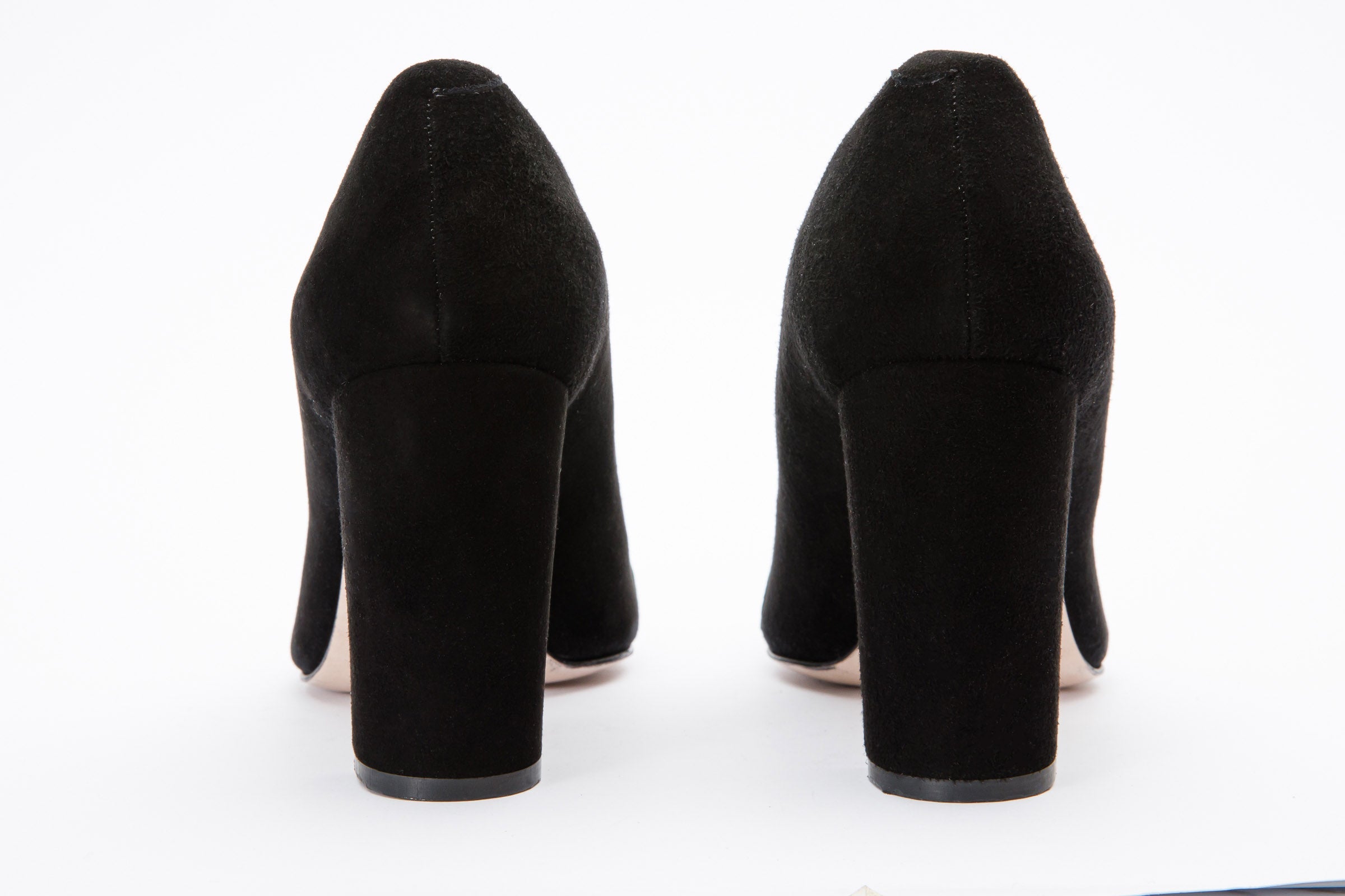The Afega Black Suede Leather Block Heel Pump Shoe