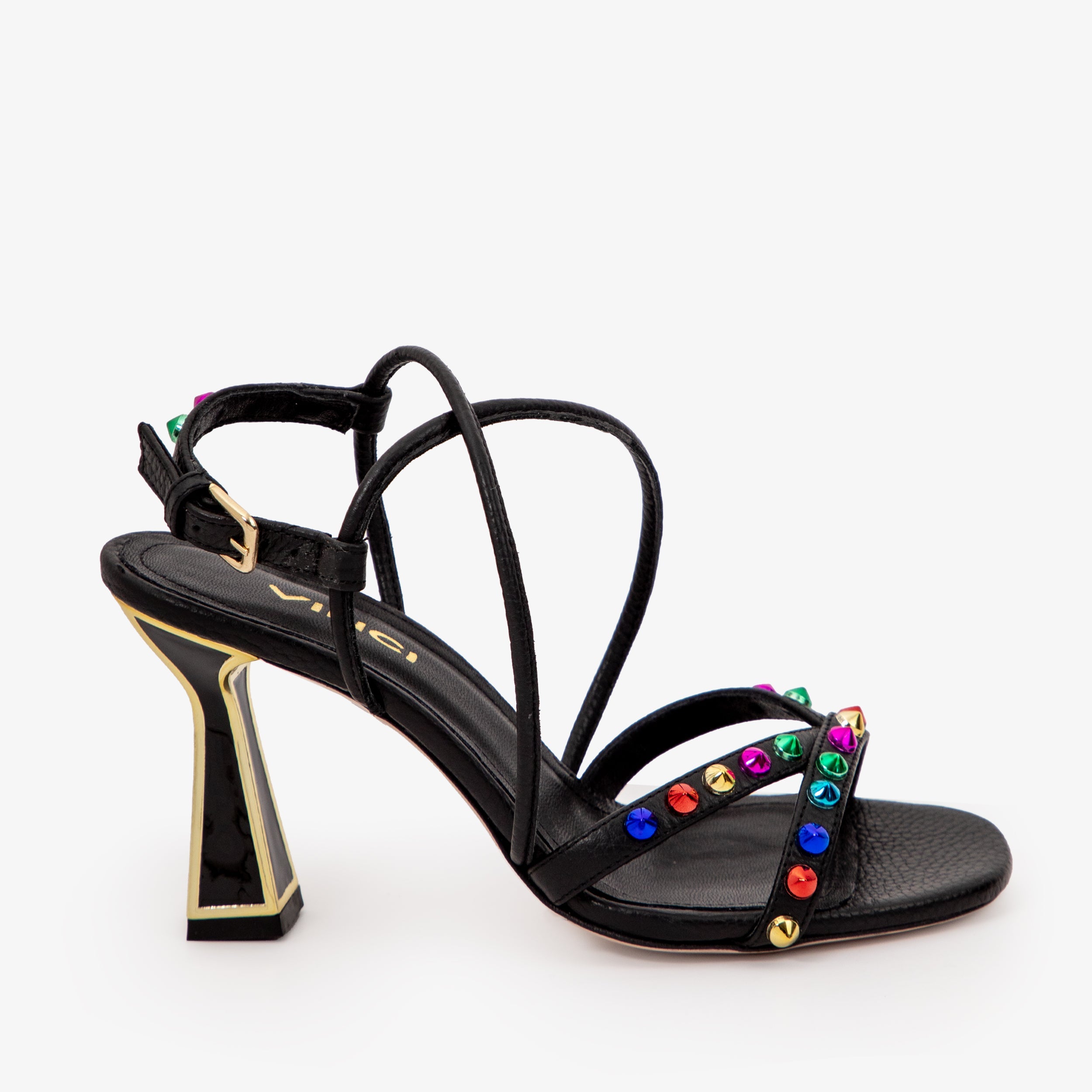 The Aurora Black Leather Strappy Sandal