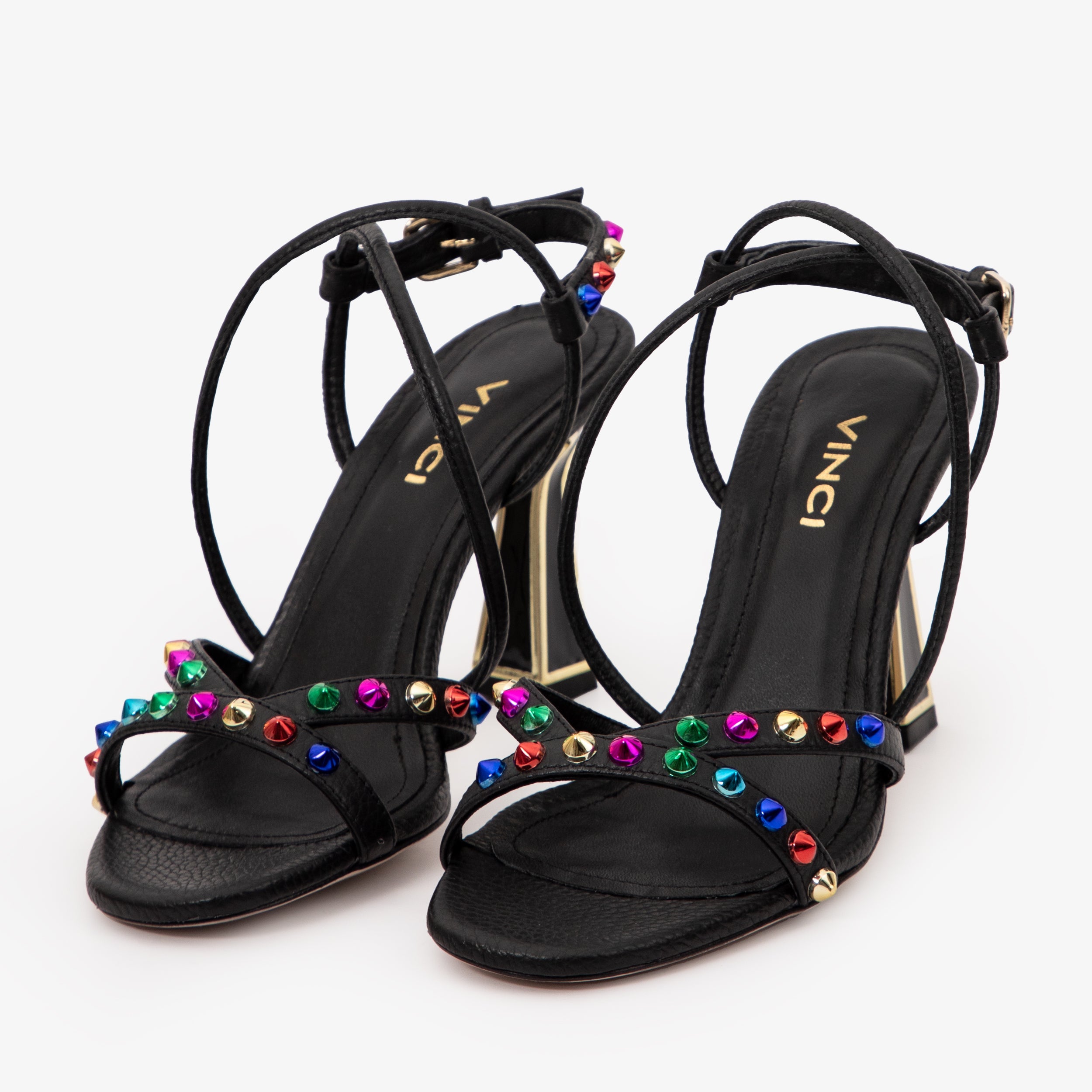 The Aurora Black Leather Strappy Sandal