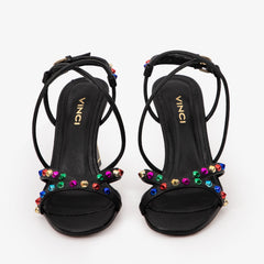 The Aurora Black Leather Strappy Sandal