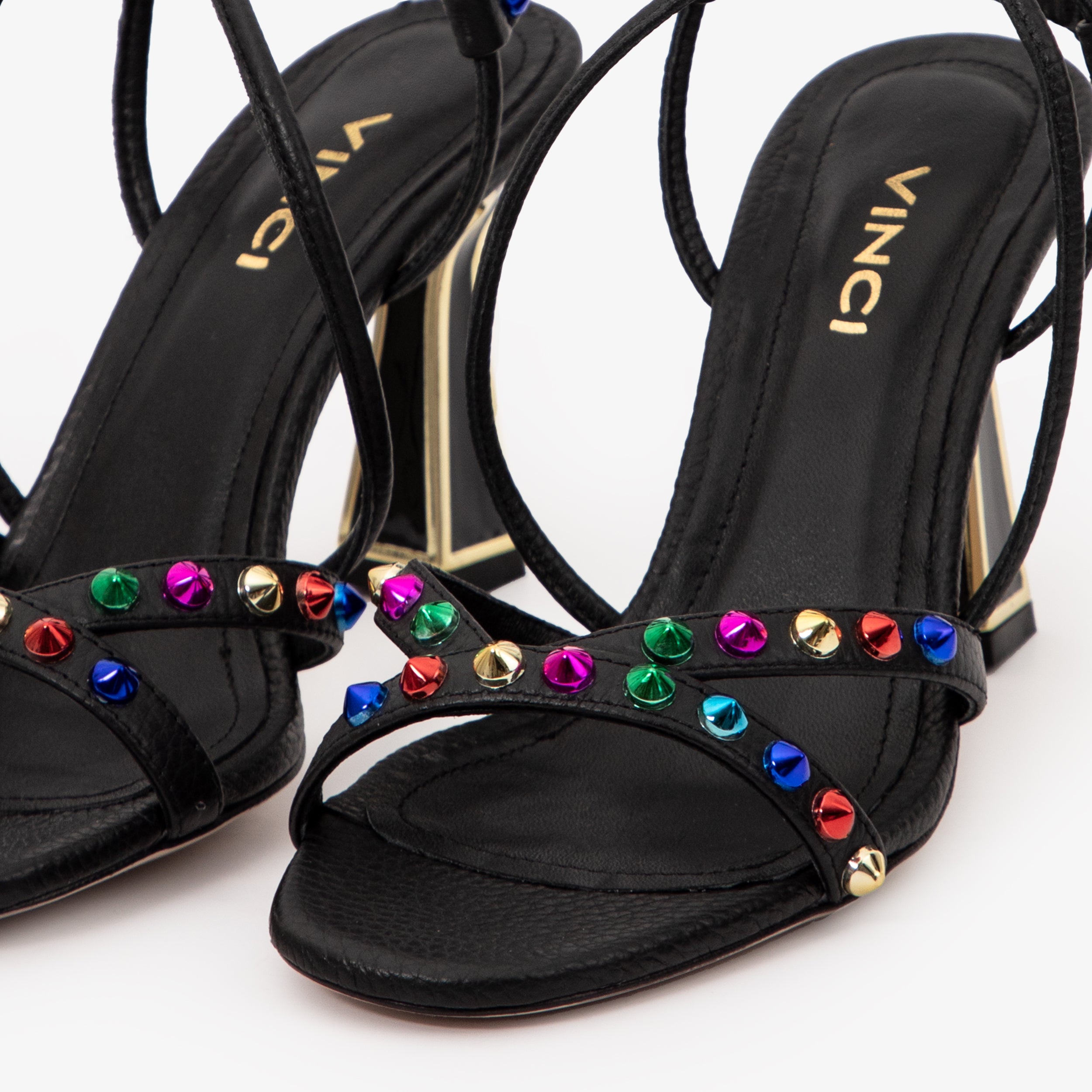 The Aurora Black Leather Strappy Sandal