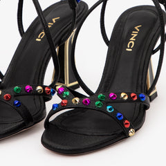The Aurora Black Leather Strappy Sandal
