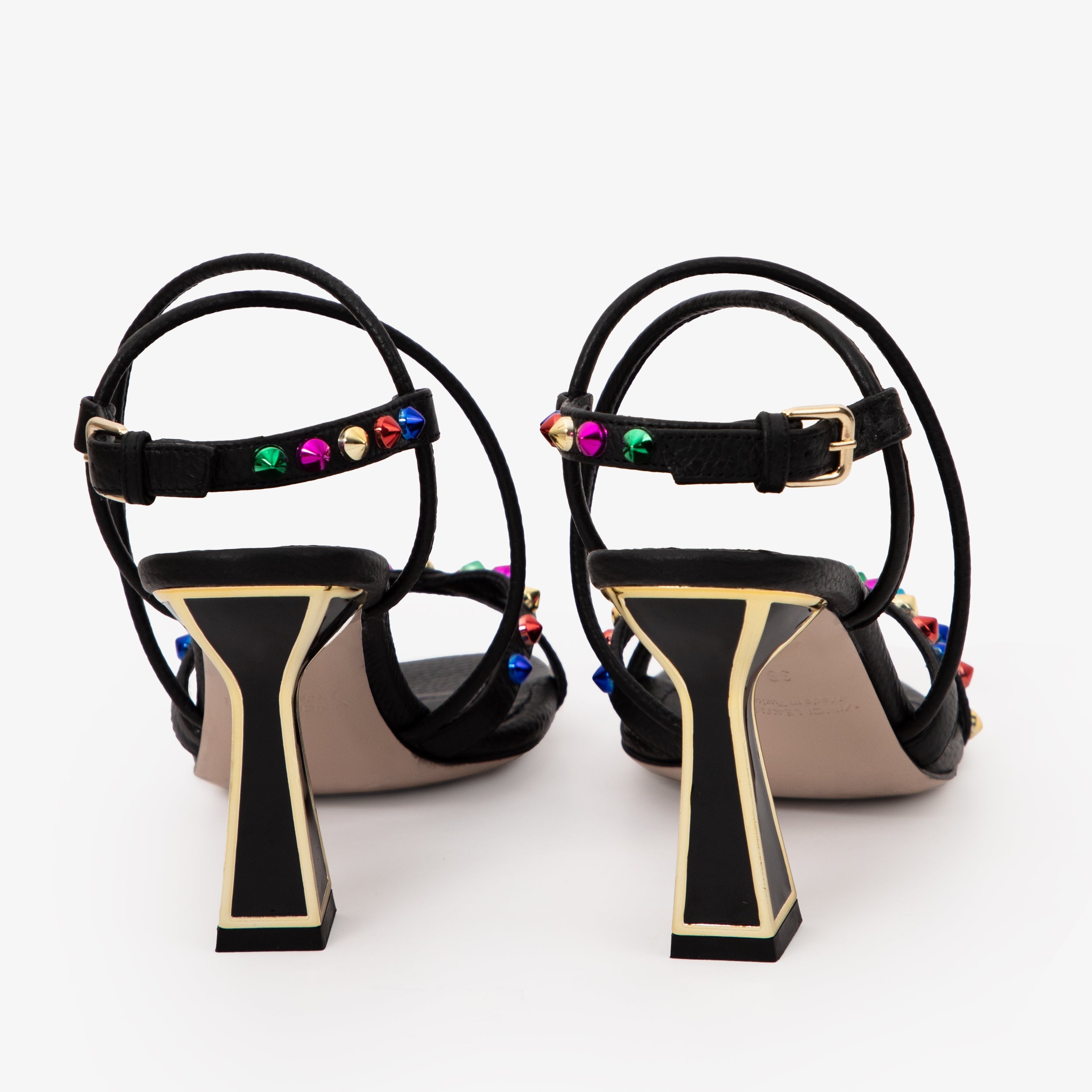 The Aurora Black Leather Strappy Sandal