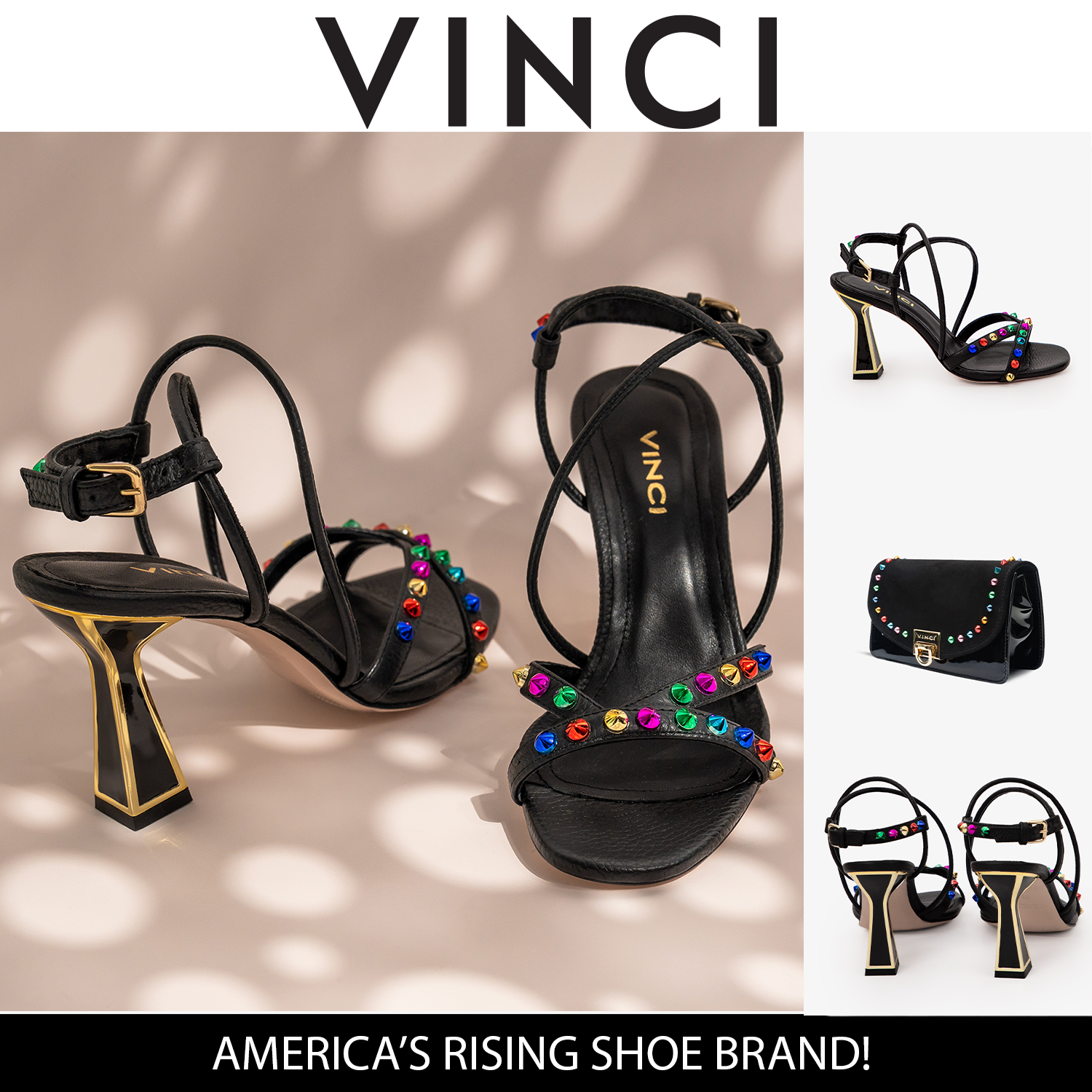 The Aurora Black Leather Strappy Sandal