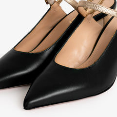 The Pompei Black Leather Slingback Sandal