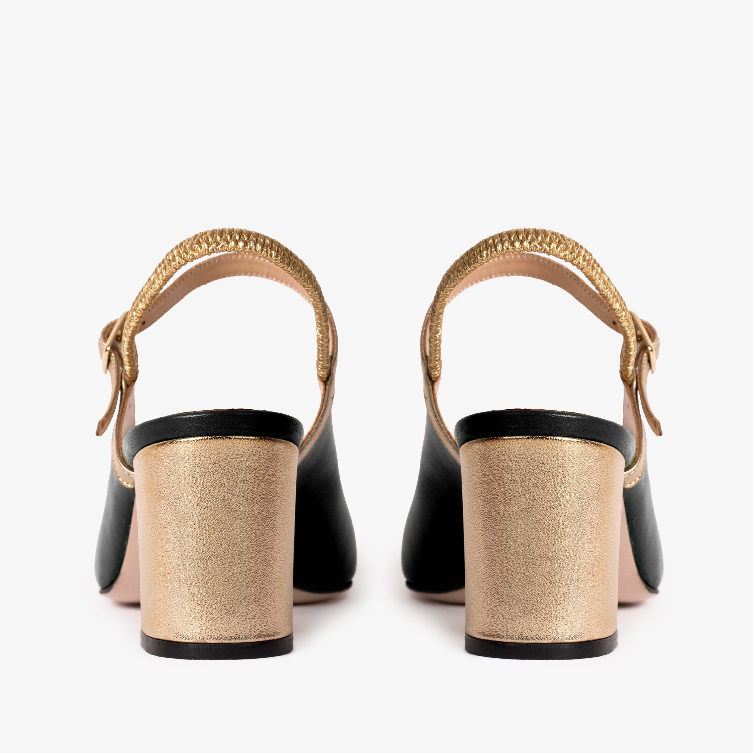The Pompei Black Leather Slingback Sandal
