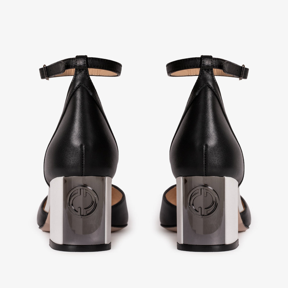 The Noella Black Leather Sandal