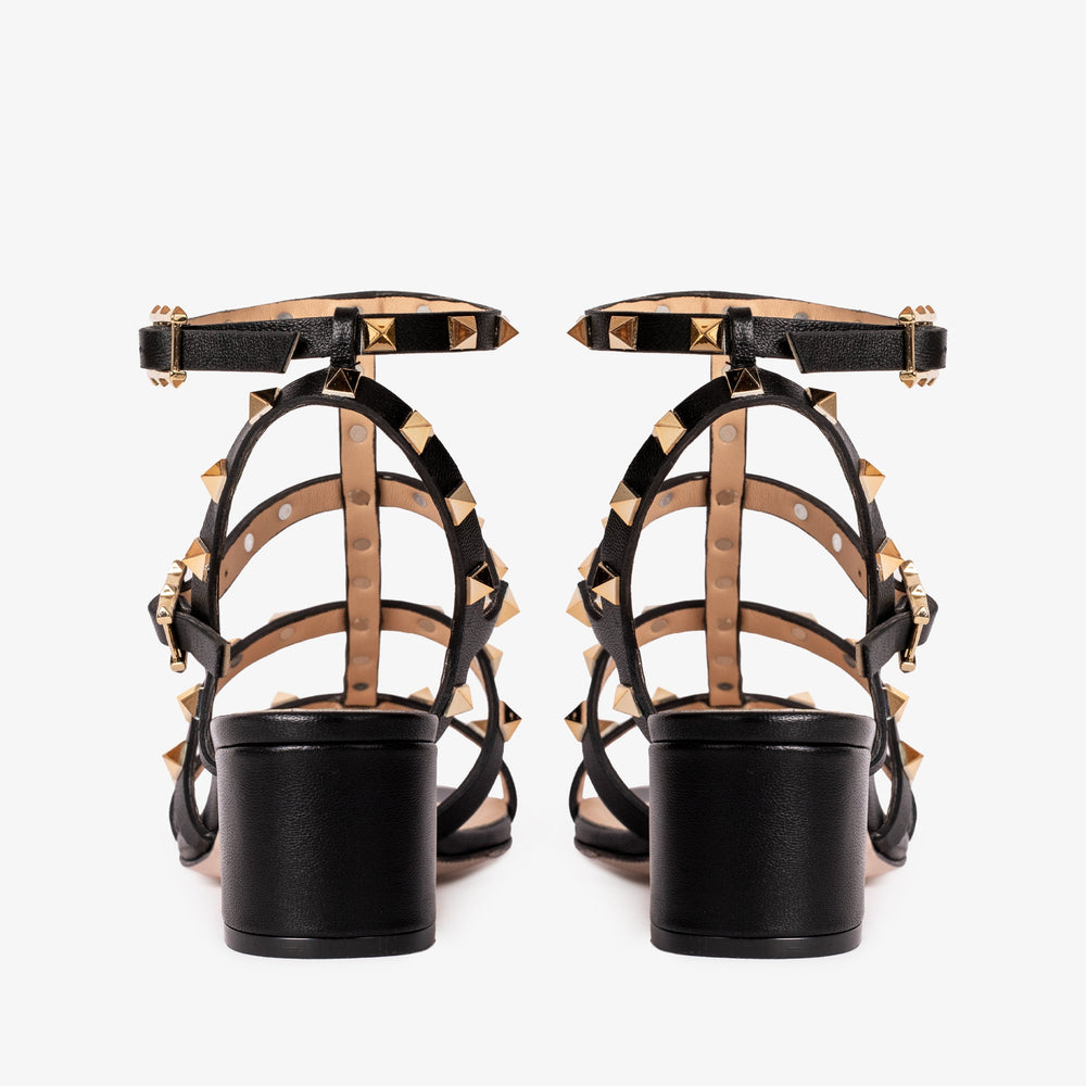 The Nejapa Black Multi Strap Leather Sandal