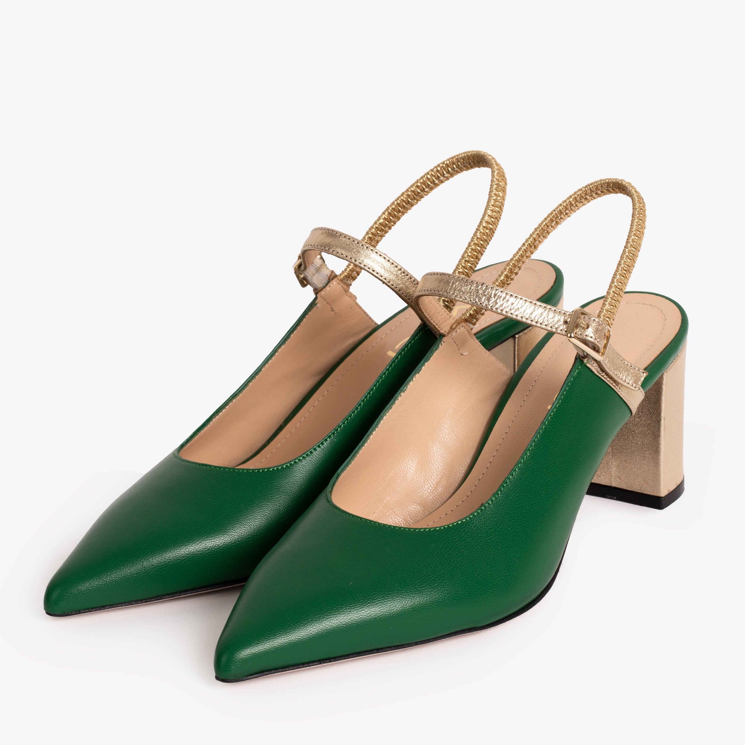 The Pompei Green Leather Slingback Sandal