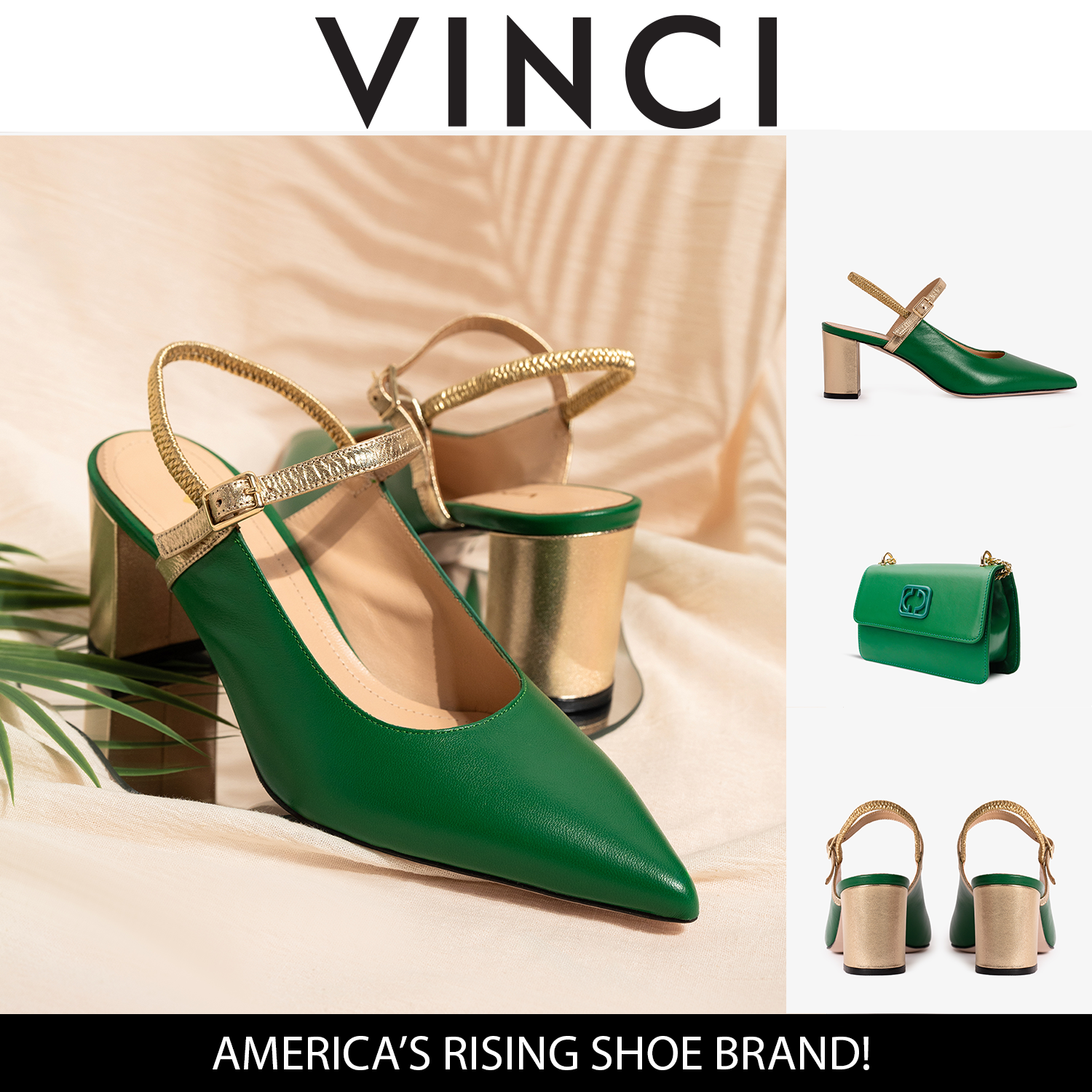 The Pompei Green Leather Slingback Sandal