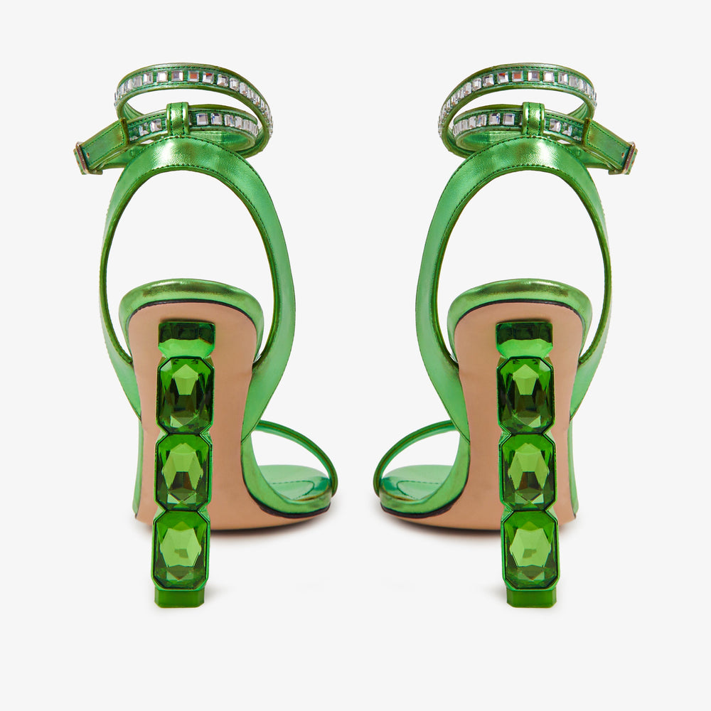 The Torola Green Stony Heel Leather Sandal Final Sale!