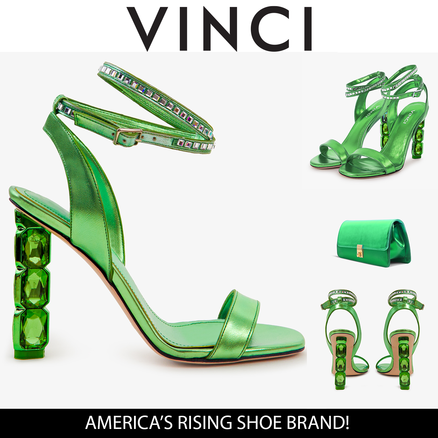 The Torola Green Stony Heel Leather Sandal Final Sale!