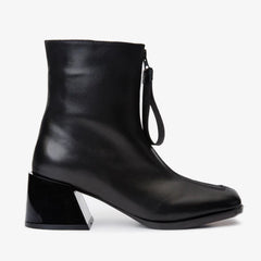 The Tackle Black Leather Block Heel Boot