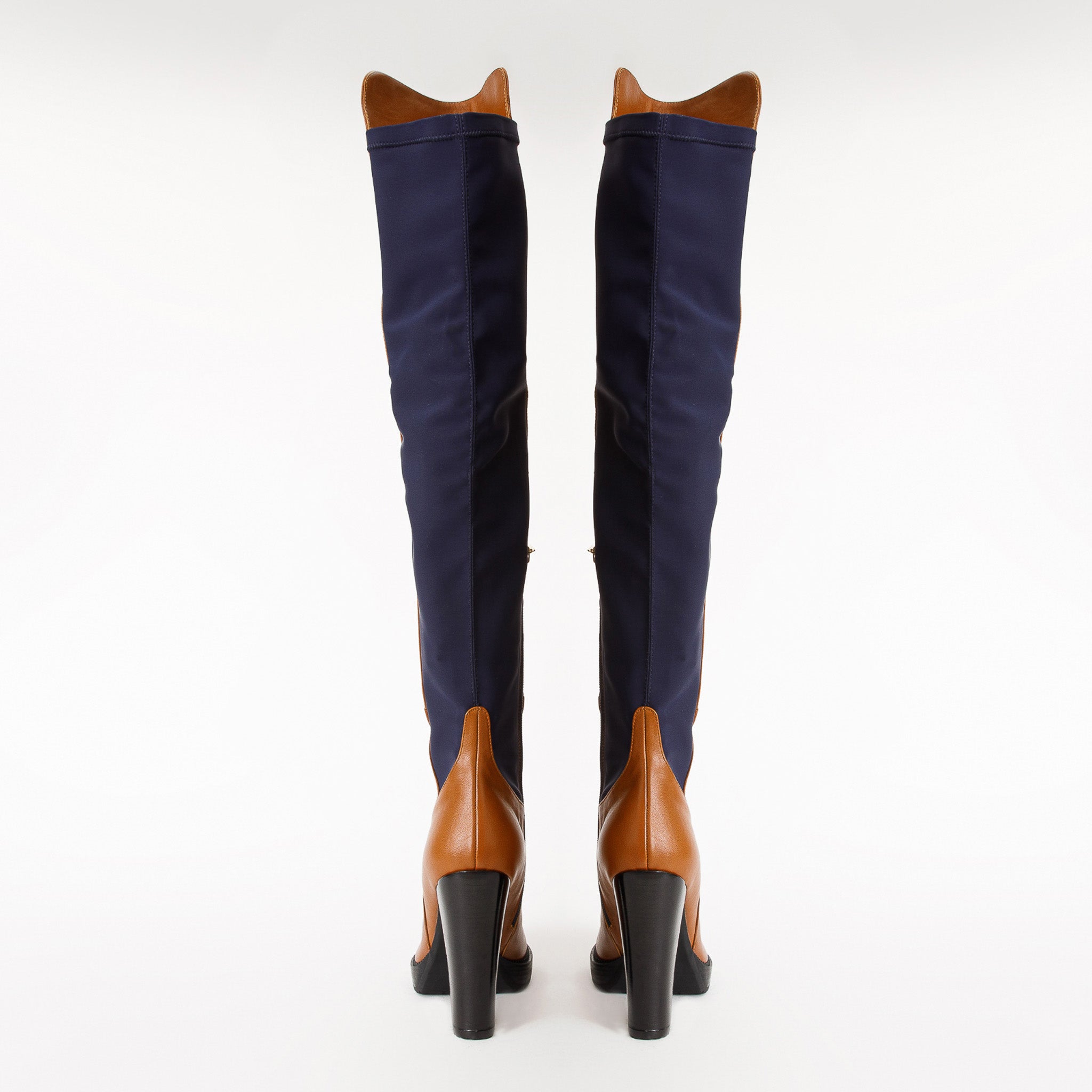 The Sao Paulo Tan Leather Knee High Platform Heel Boot