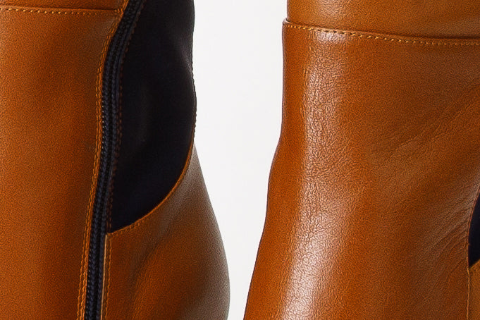 The Sao Paulo Tan Leather Knee High Platform Heel Boot