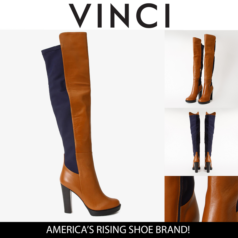 The Sao Paulo Tan Leather Knee High Platform Heel Boot