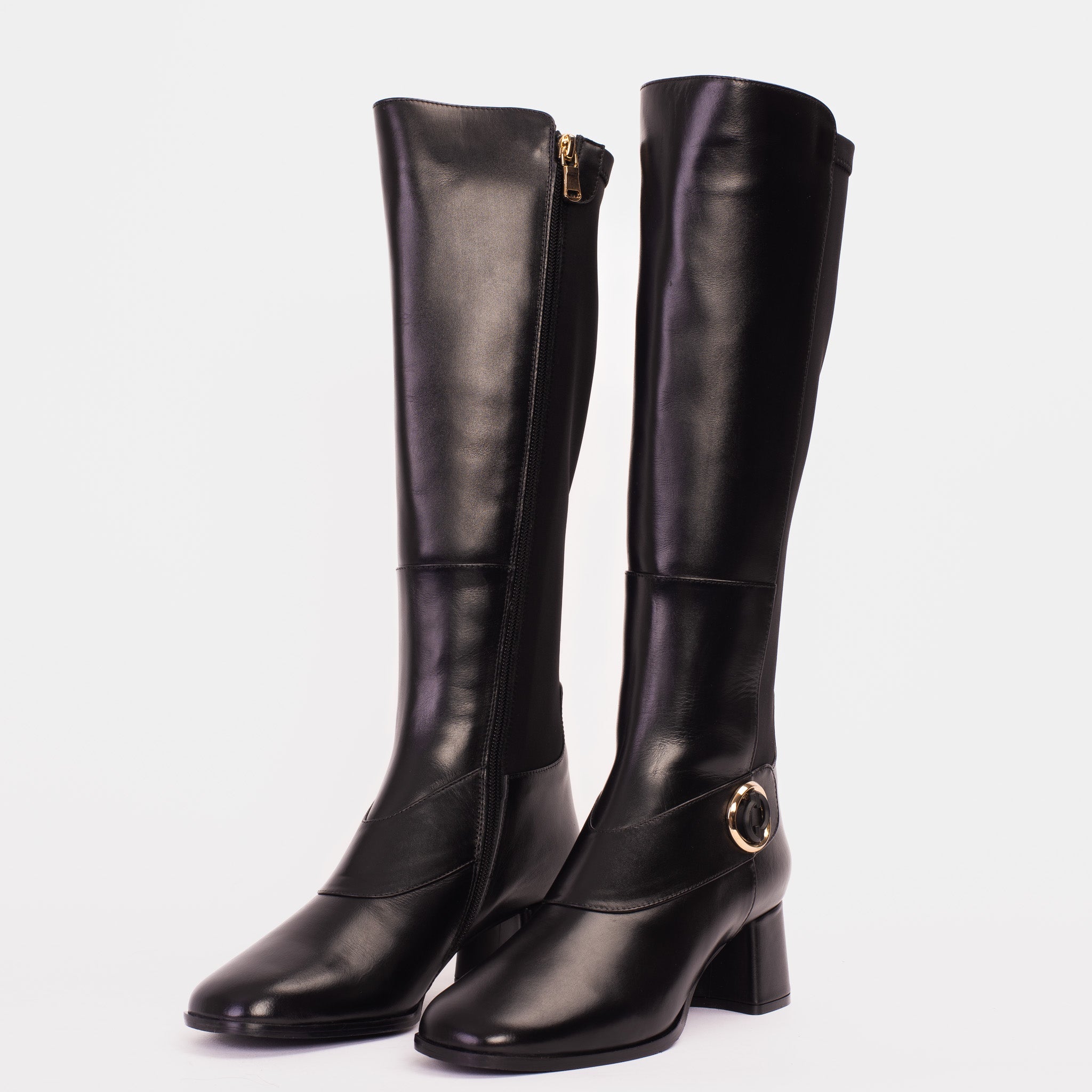 The Windsor Black Leather Knee High Boot