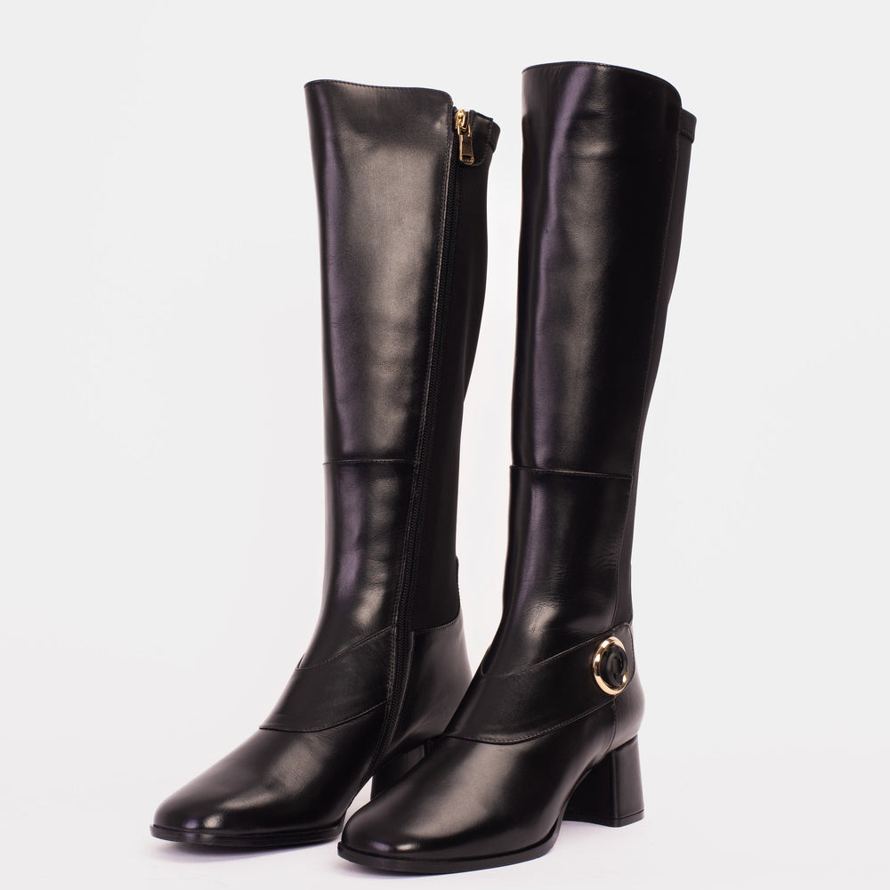 The Windsor Black Leather Knee High Boot