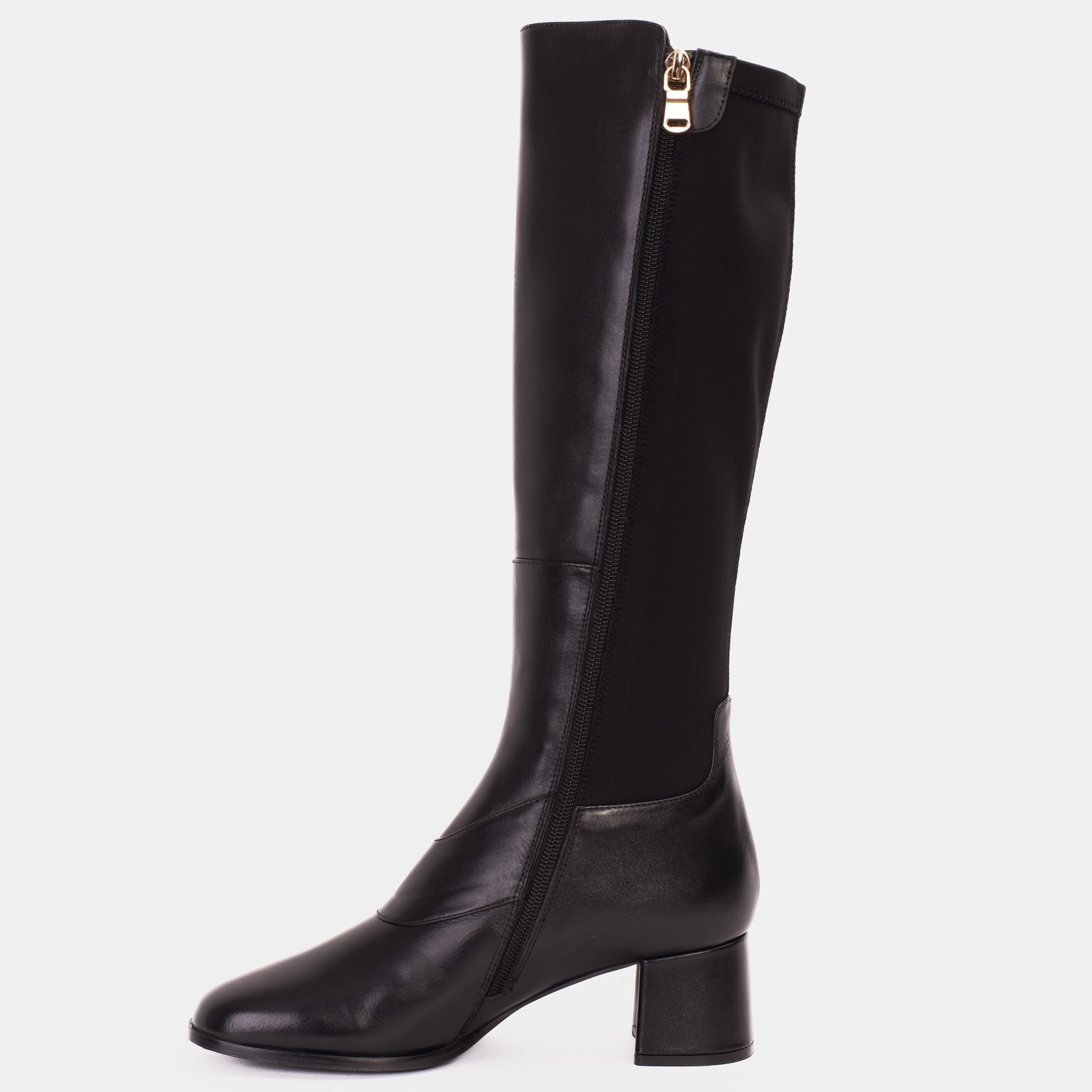 The Windsor Black Leather Knee High Boot