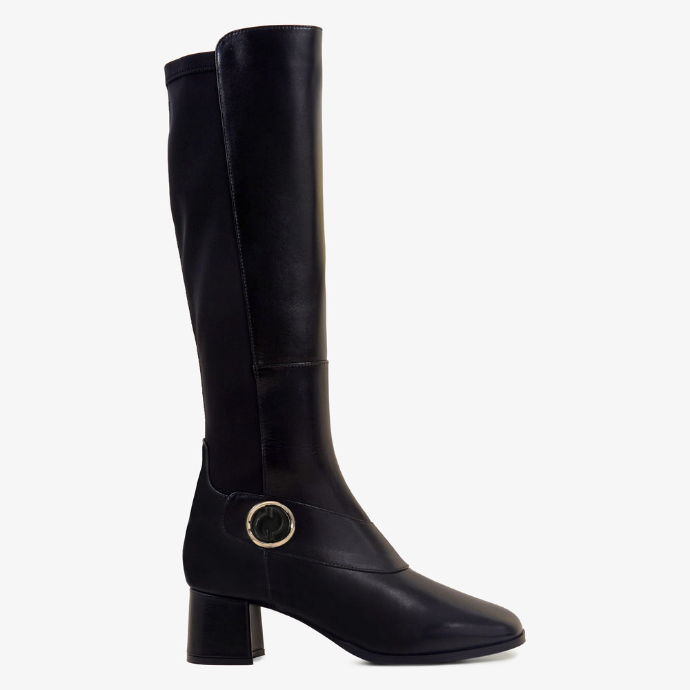 The Windsor Black Leather Knee High Boot
