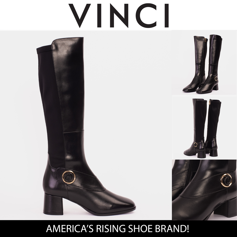 The Windsor Black Leather Knee High Boot