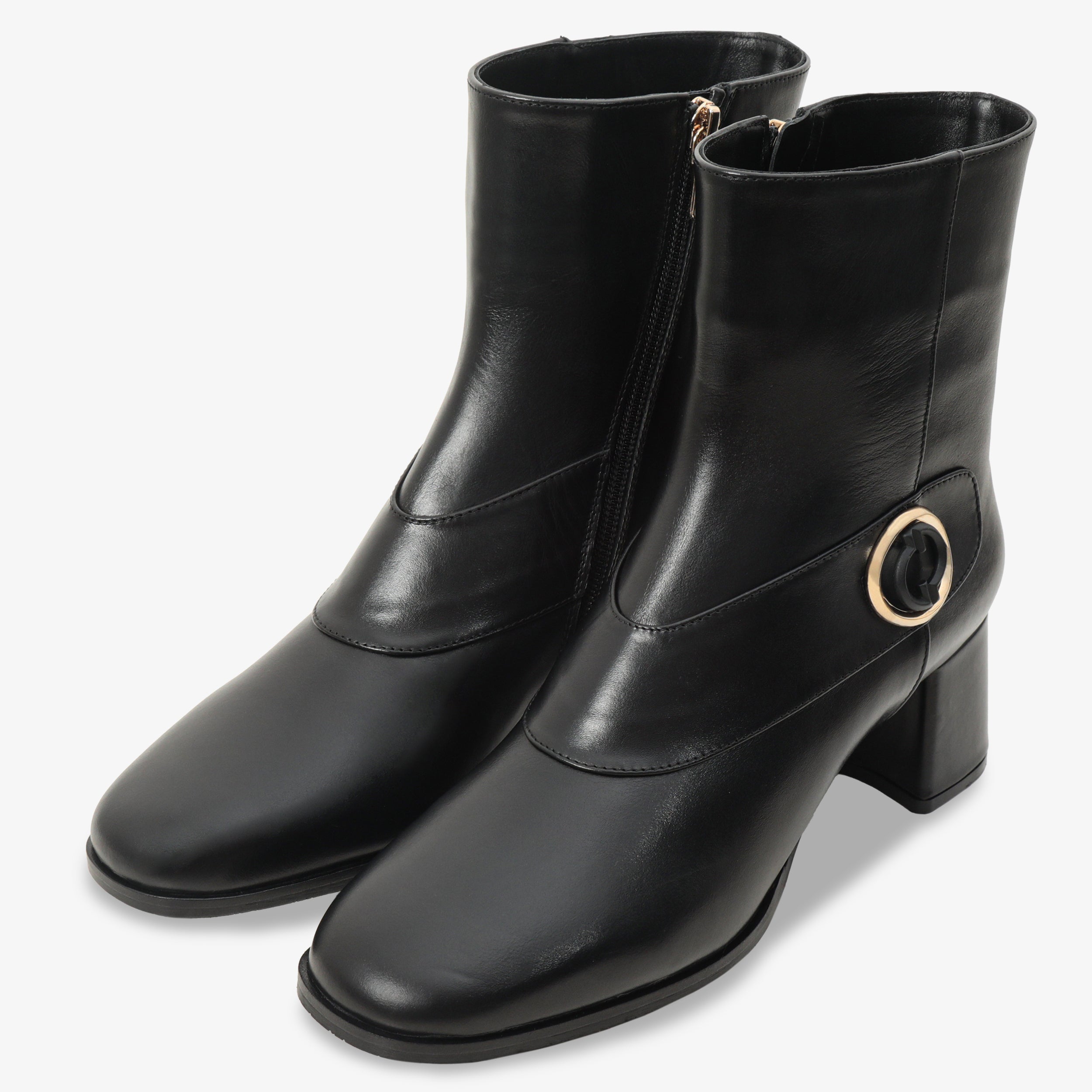 The Windsor Black Leather Block Heel Boot