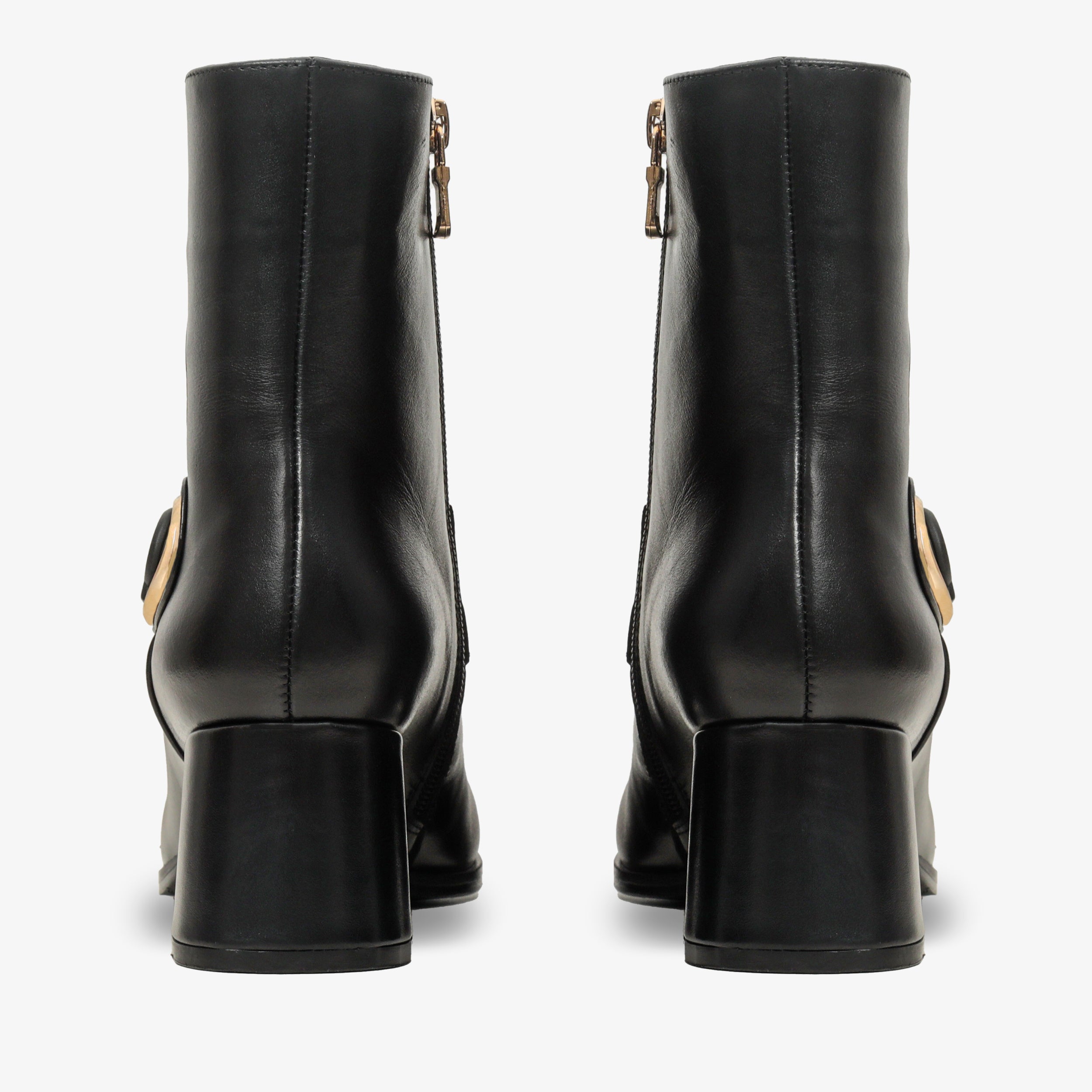 The Windsor Black Leather Block Heel Boot