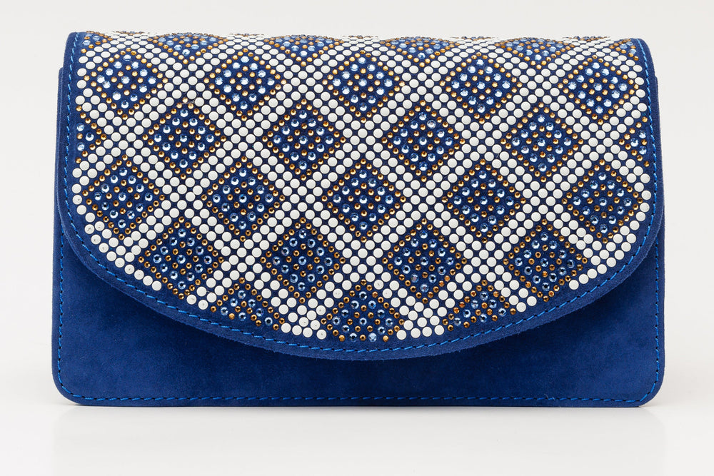 The Nampula Sax Blue Glitter Leather Handbag