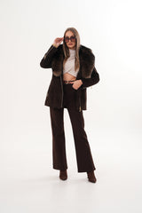 The Alessia Brown Leather Fox Fur Jacket