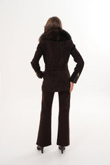 The Alessia Brown Leather Fox Fur Jacket
