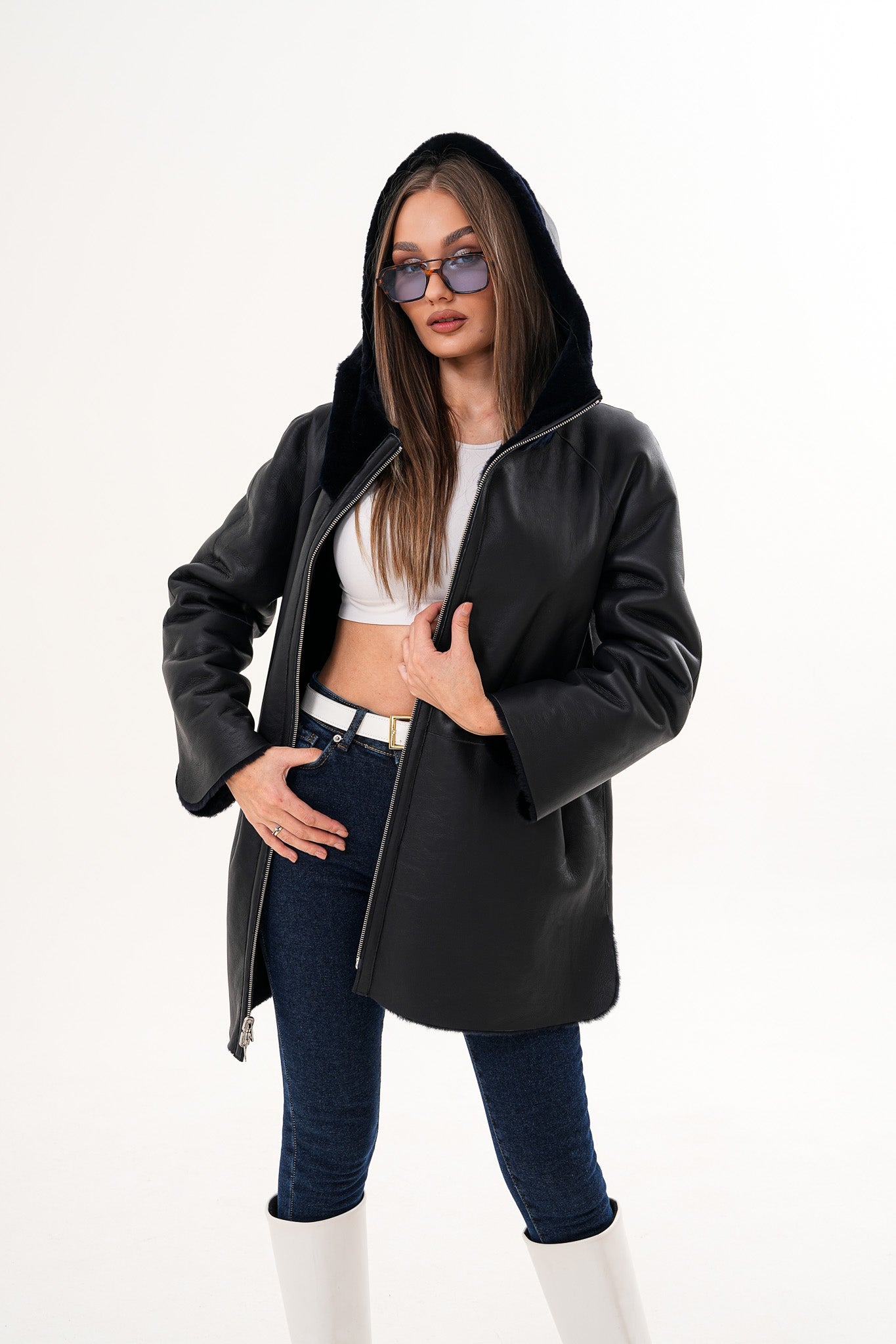 The Portofino Black Reversible Shearling Jacket