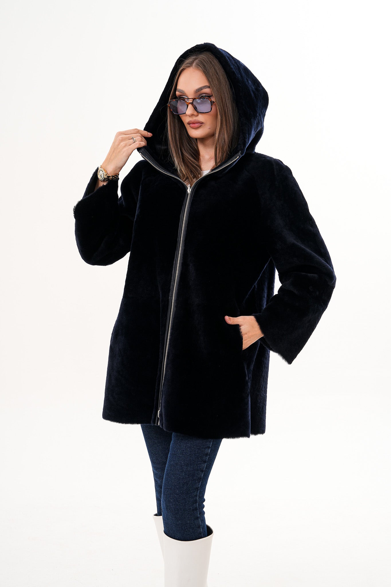 The Portofino Black Reversible Shearling Jacket