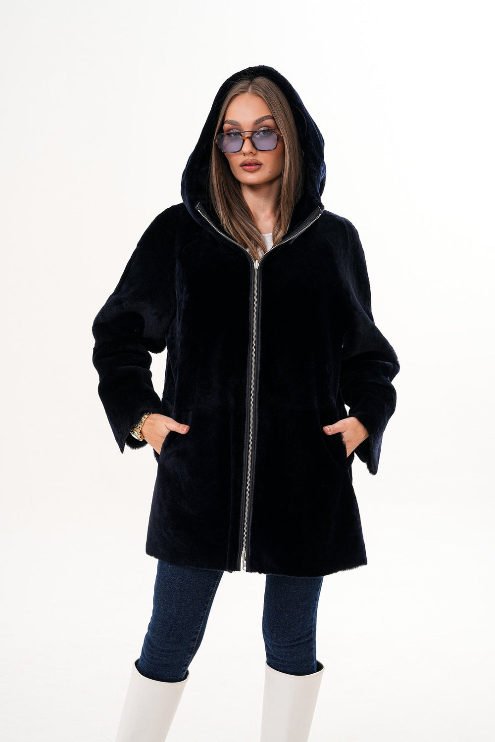 The Portofino Black Reversible Shearling Jacket