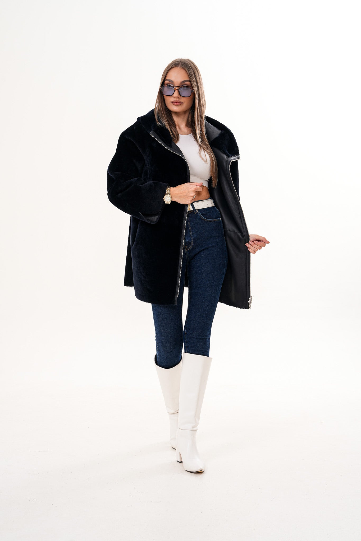 The Portofino Black Reversible Shearling Jacket