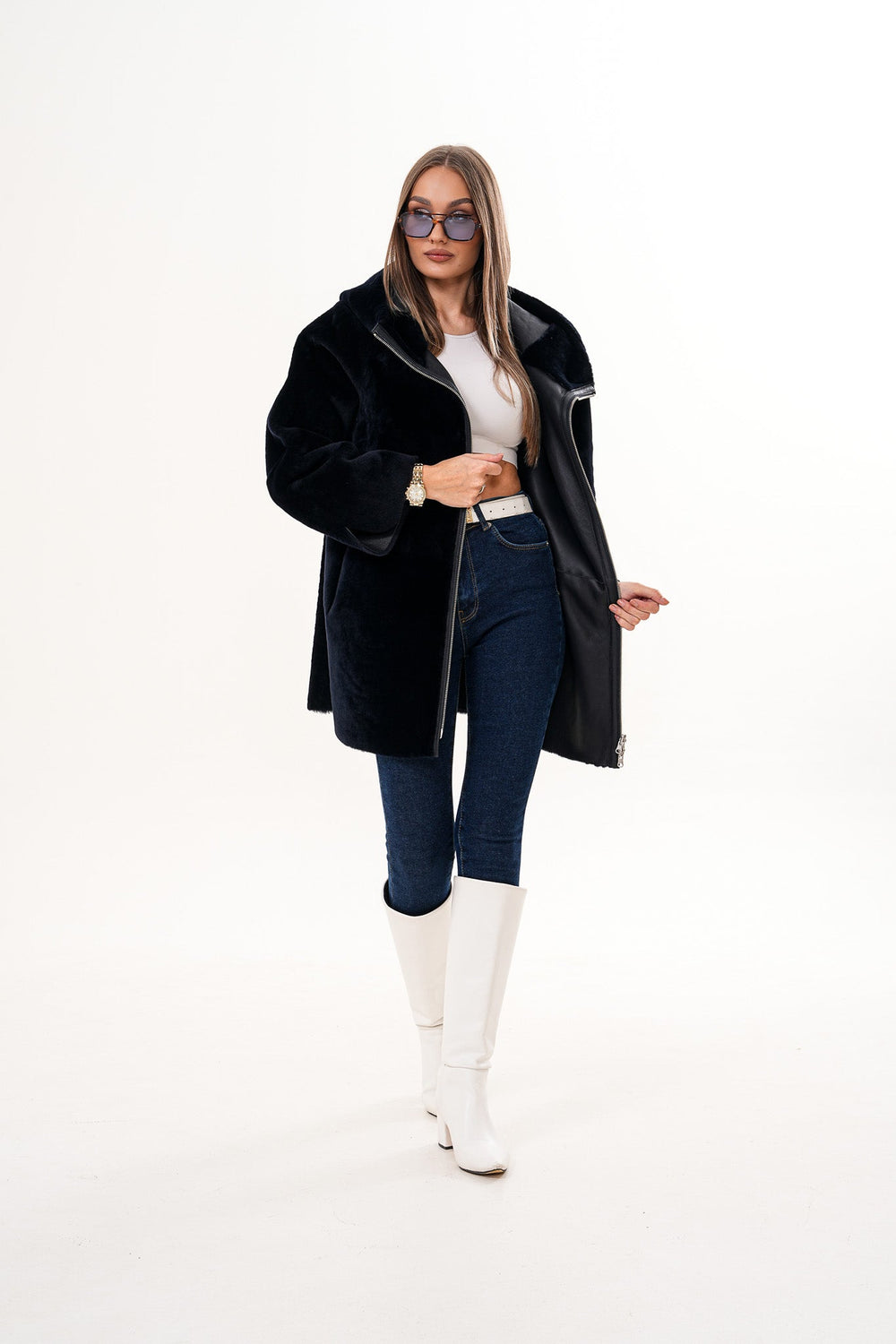 The Portofino Black Reversible Shearling Jacket