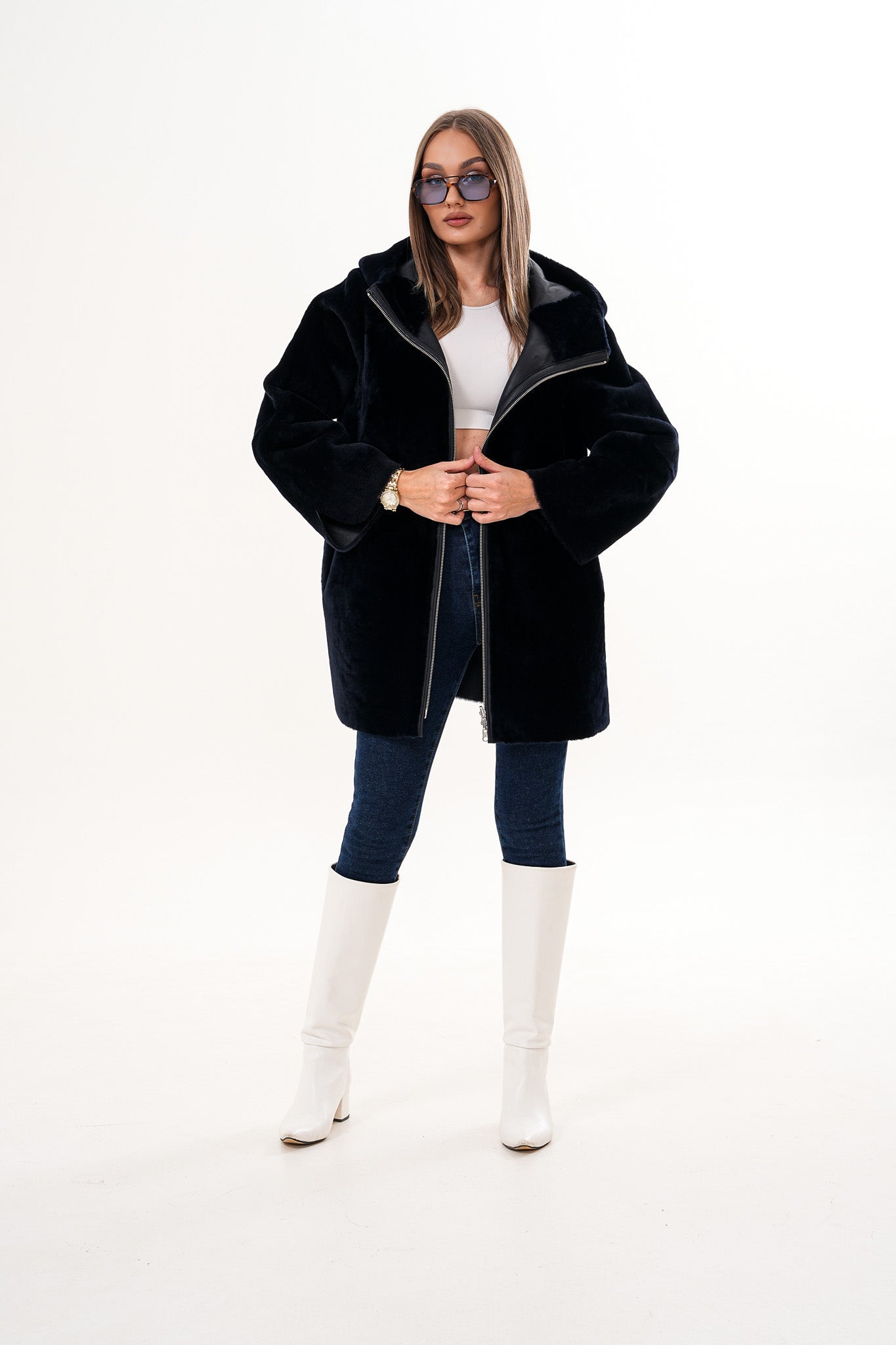 The Portofino Black Reversible Shearling Jacket