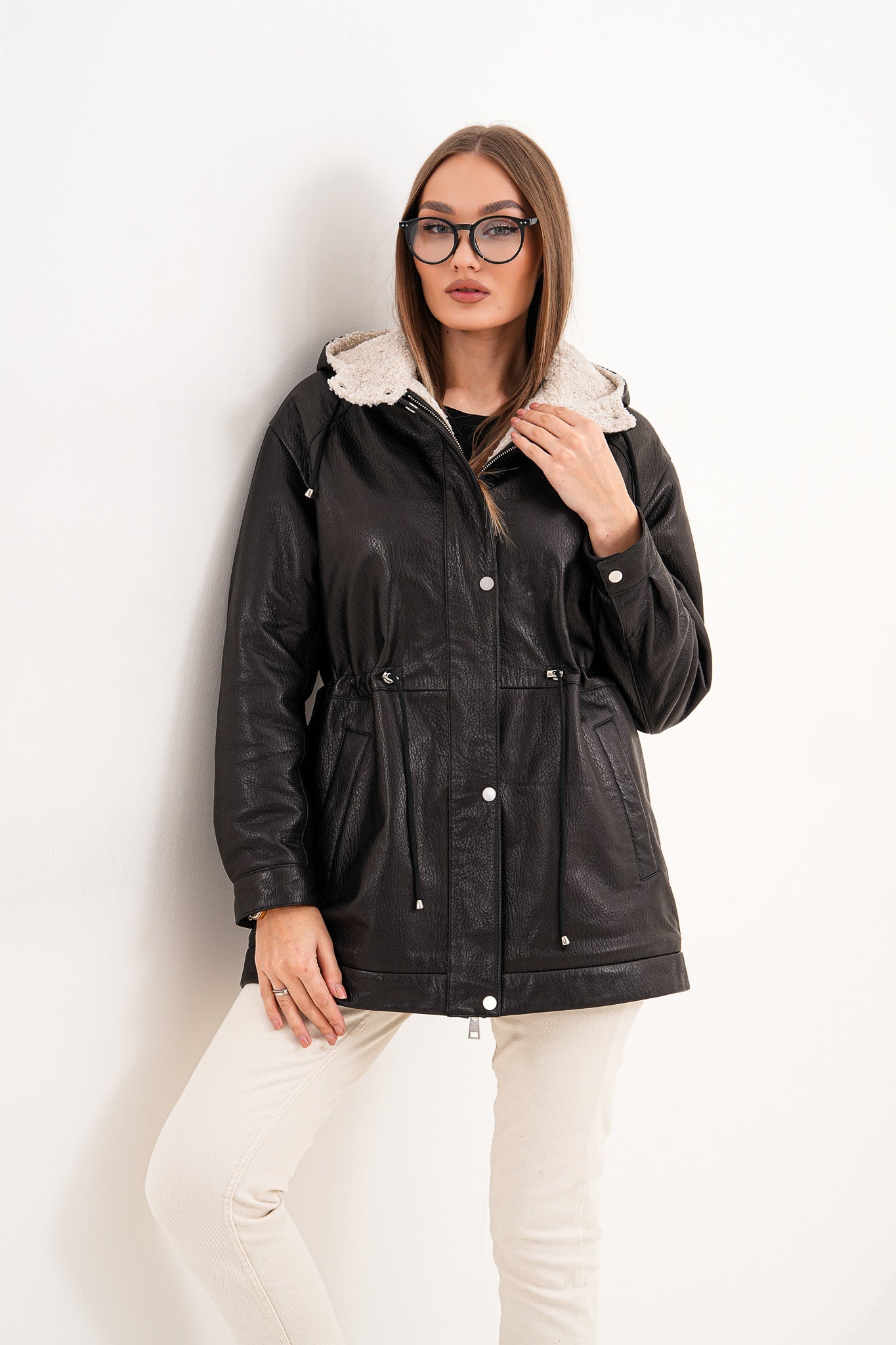 The Capri Black Hooded Leather Jacket