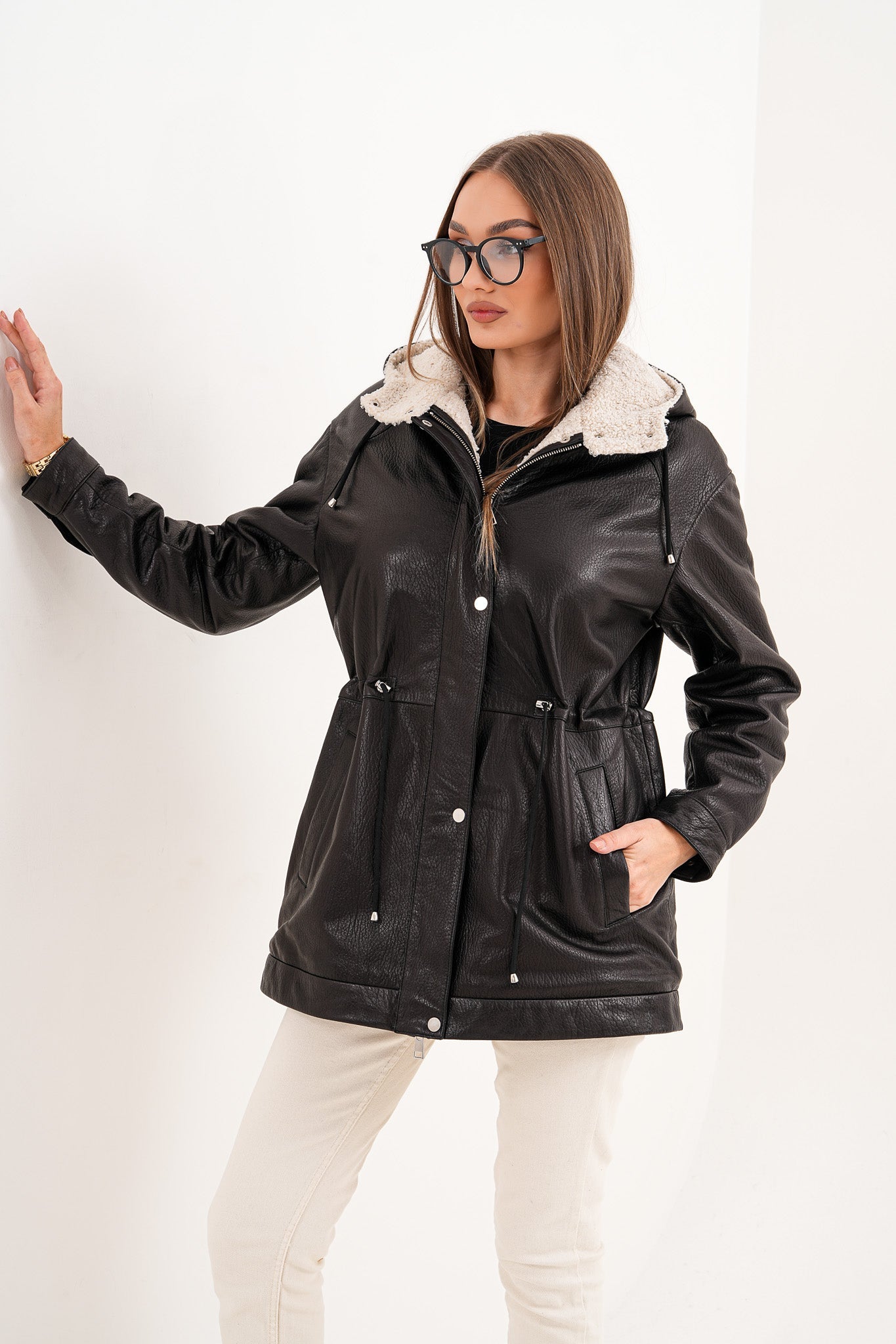 The Capri Black Hooded Leather Jacket