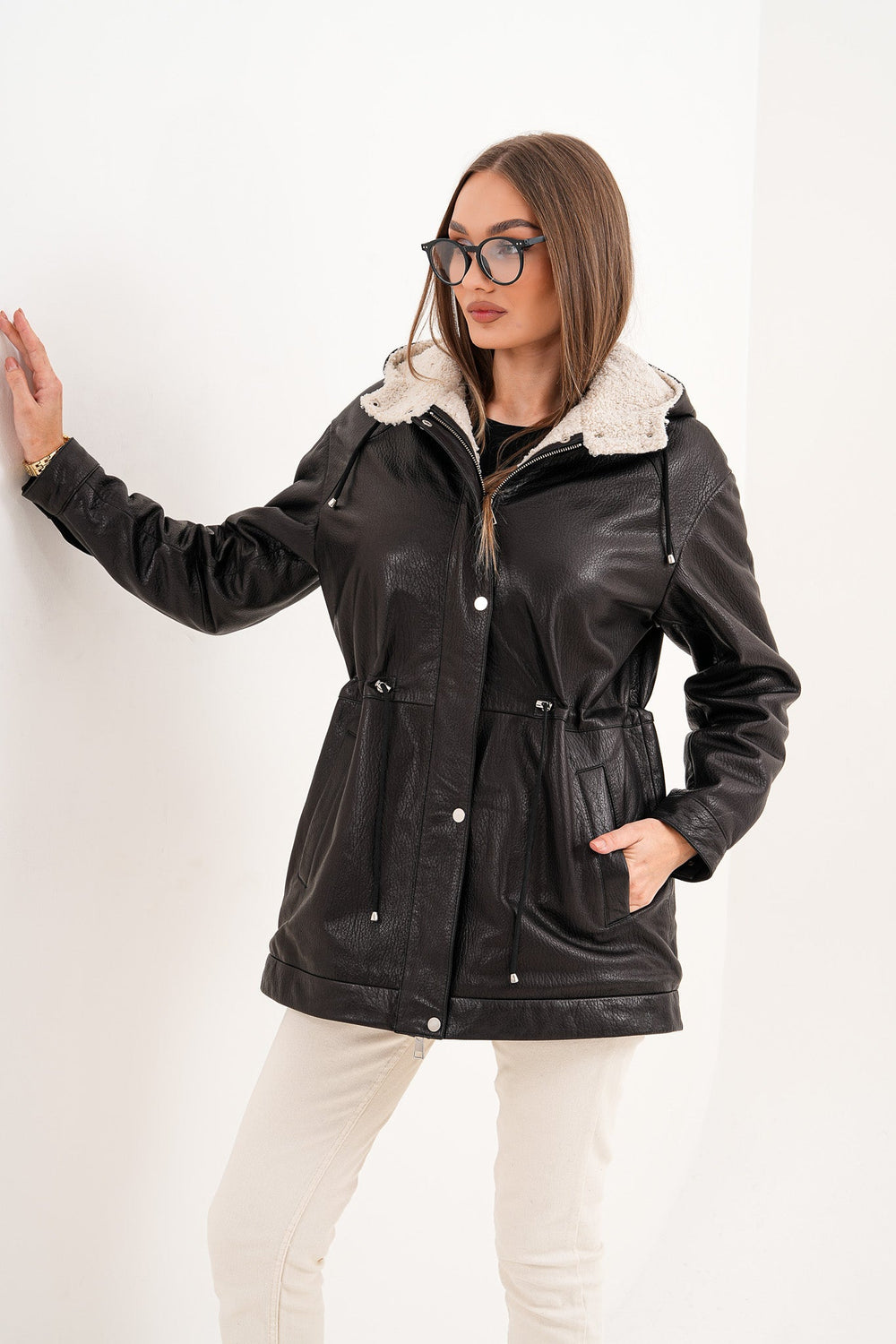 The Capri Black Hooded Leather Jacket
